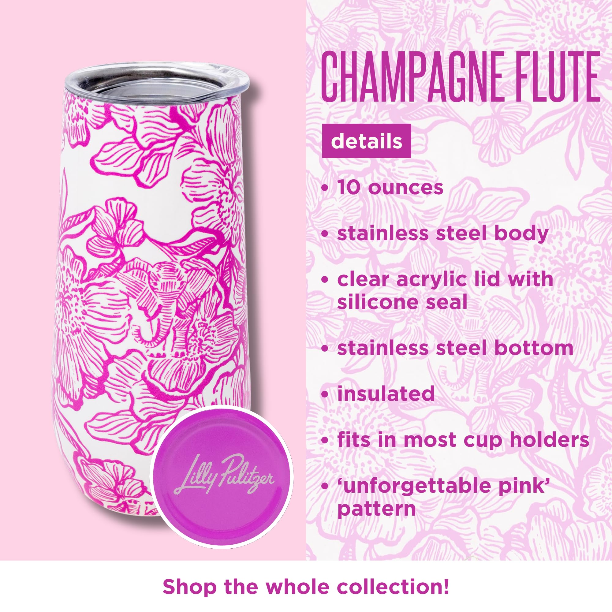 Amazon.com: Lilly Pulitzer 10 Oz Stemless Champagne Flute, Small